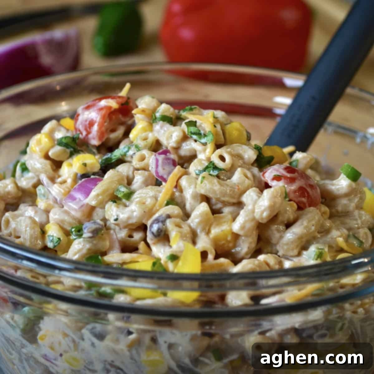 Weight Watchers' Signature Southwest Macaroni Salad 2 Close up of Southwest-style macaroni salad