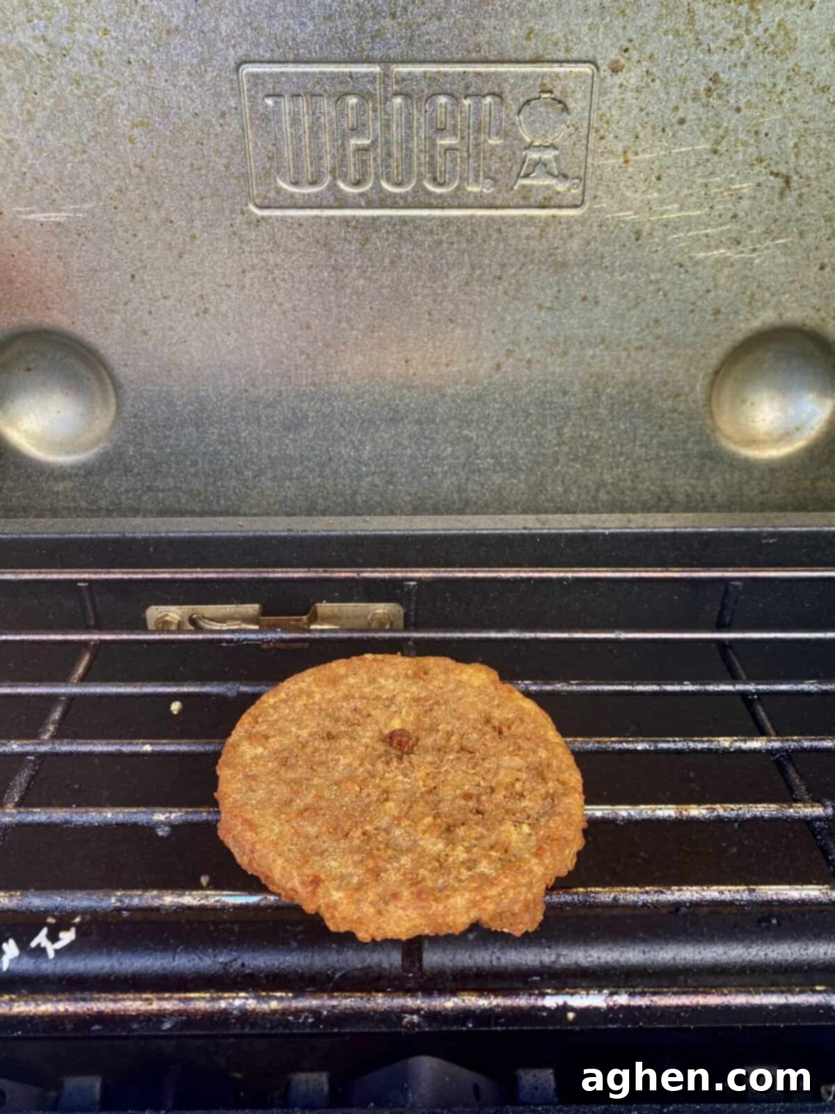 Weber Grills Ideal For Plant Based Diets 5 veggie burger cooking on a weber grill