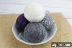 DIY dryer balls on plate after felting process