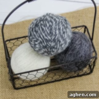 Make Your Own Wool Dryer Balls 8 DIY wool dryer balls in basket