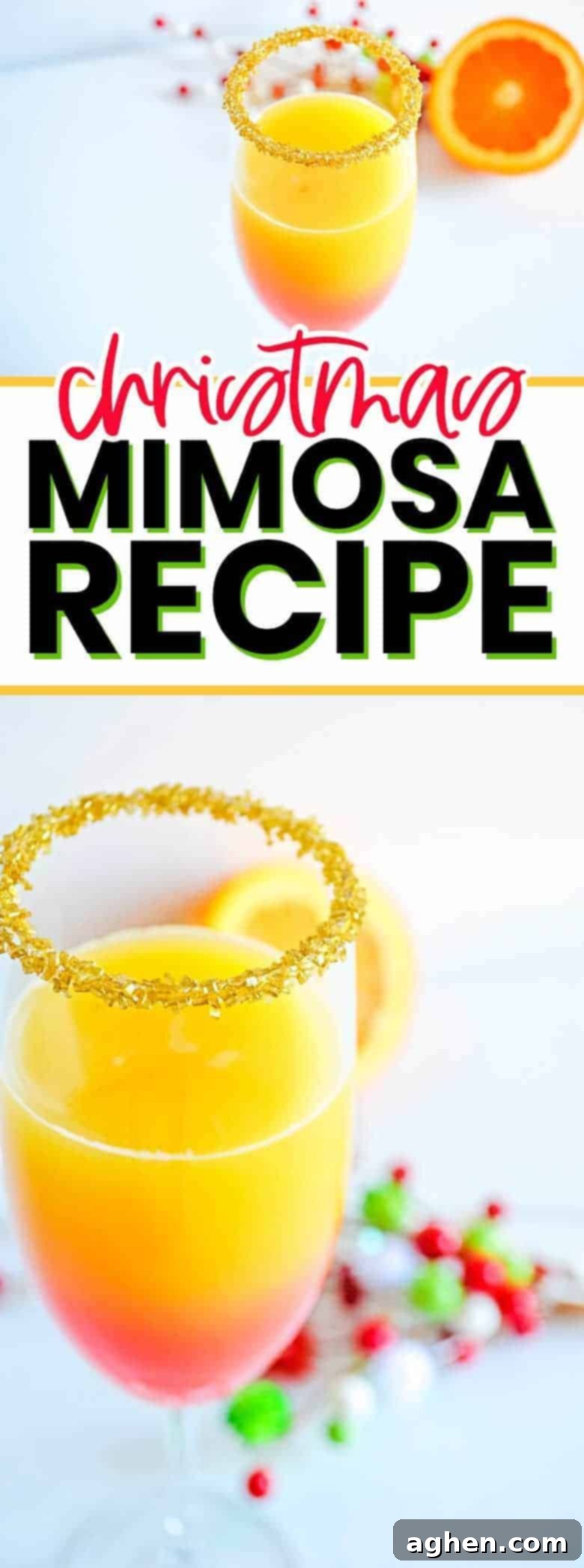 Christmas Mimosa recipe pinterest image with instructions