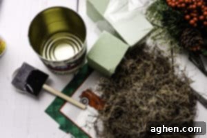 Trim floral foam to fit can