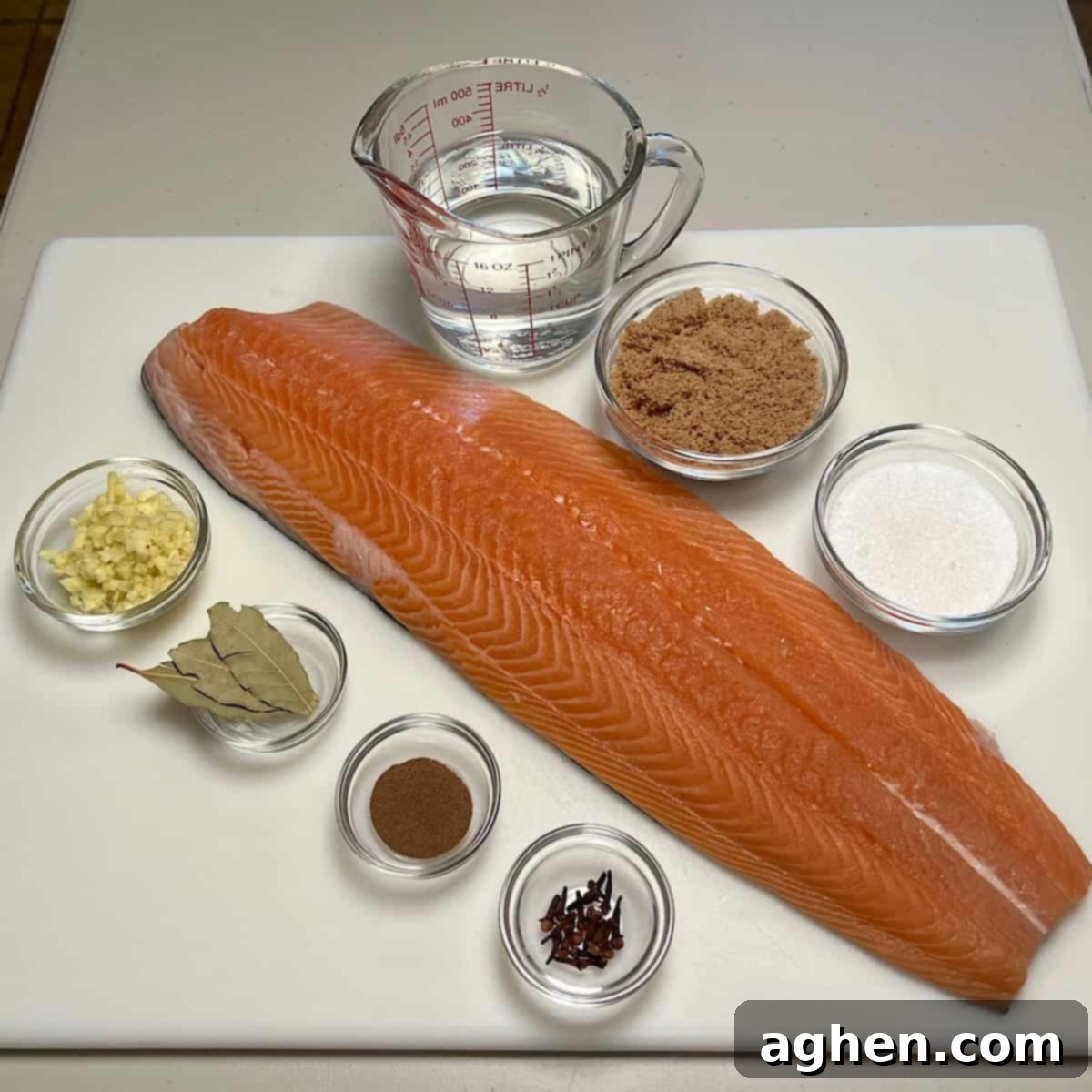 Crafting Perfect Smoked Salmon with Your Offset Smoker 4 Ingredients for smoked salmon laid out