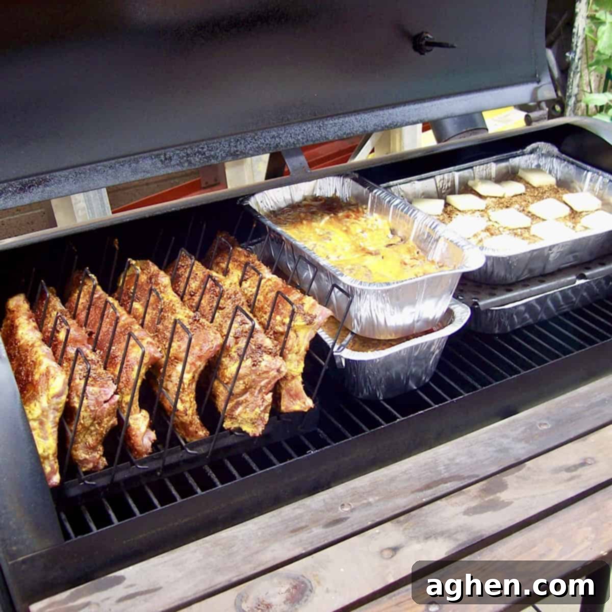 smoked ribs, chicken and meatloaf