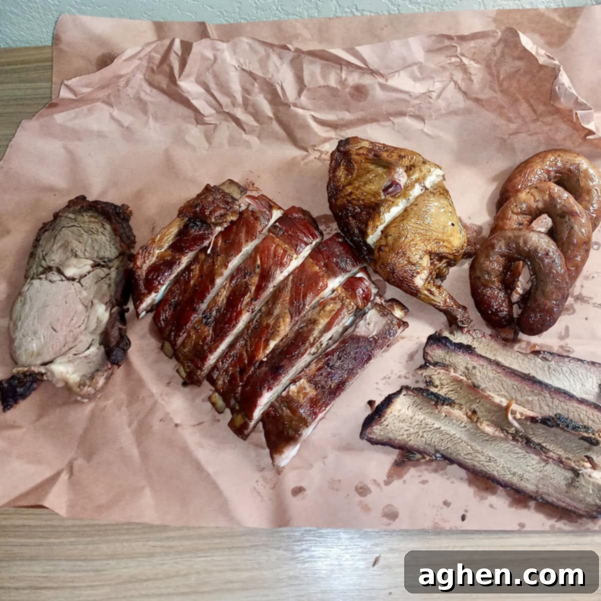 variety of smoked meats