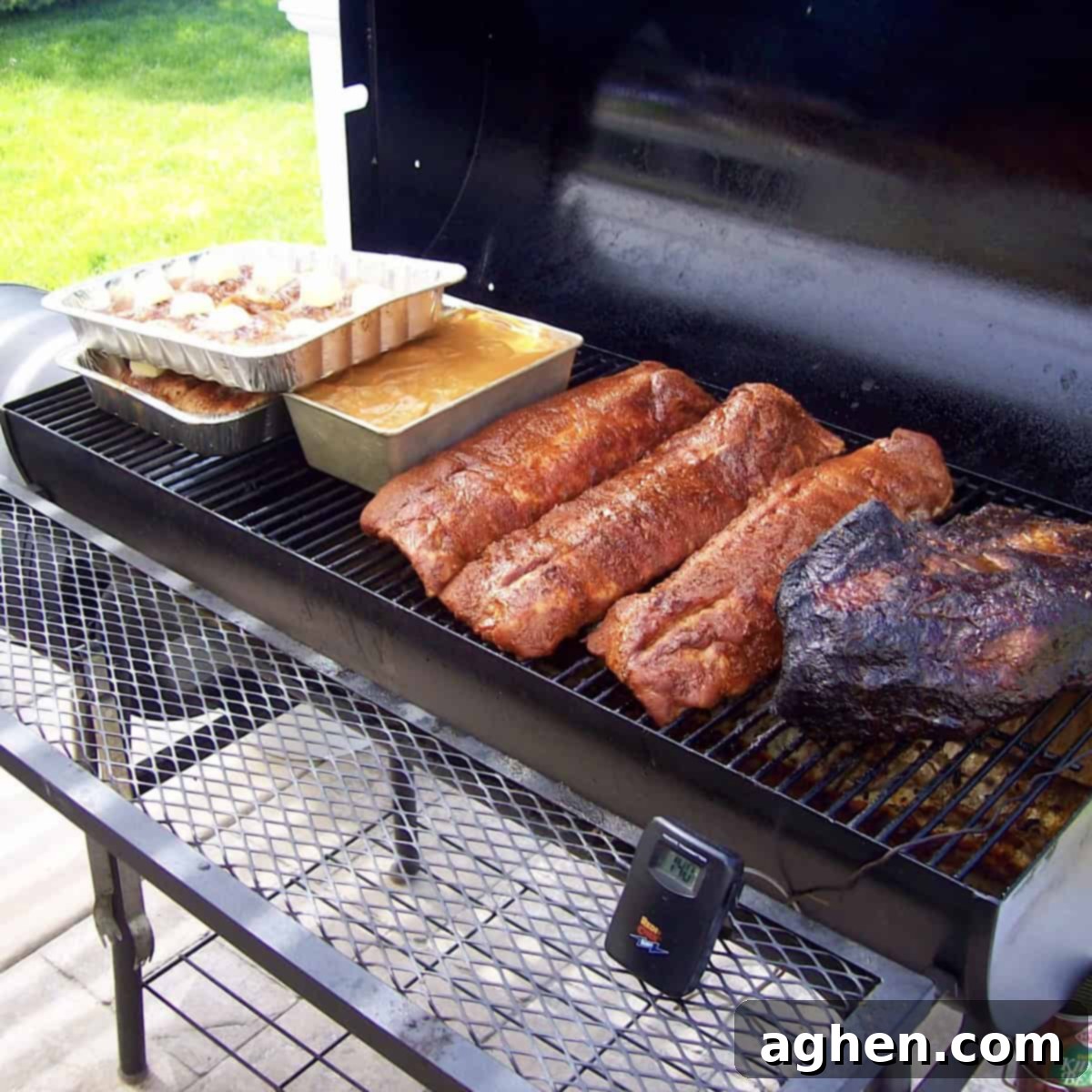 smoked ribs, pork, chicken and meatloaf