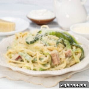 Creamy Weight Watchers-friendly Light Carbonara on a dish.