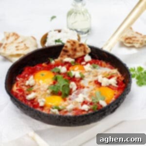 GuiltFree Classic Shakshuka for Weight Watchers 8 Egg and pepper-based Shakshuka, a Middle Eastern dish.