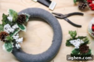 add florals to wreath