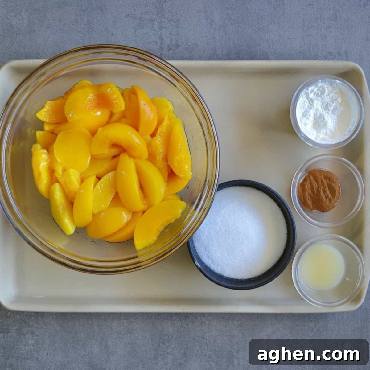 Ingredients needed for peach pie