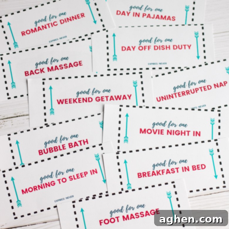 Free Printable Love coupons for him or her - a thoughtful gift
