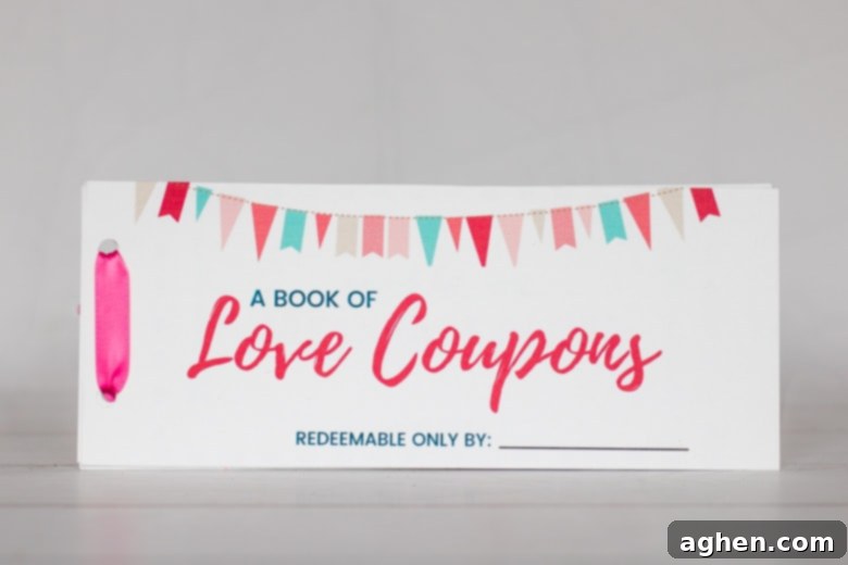 A Book of Love Coupons showcasing various romantic gestures