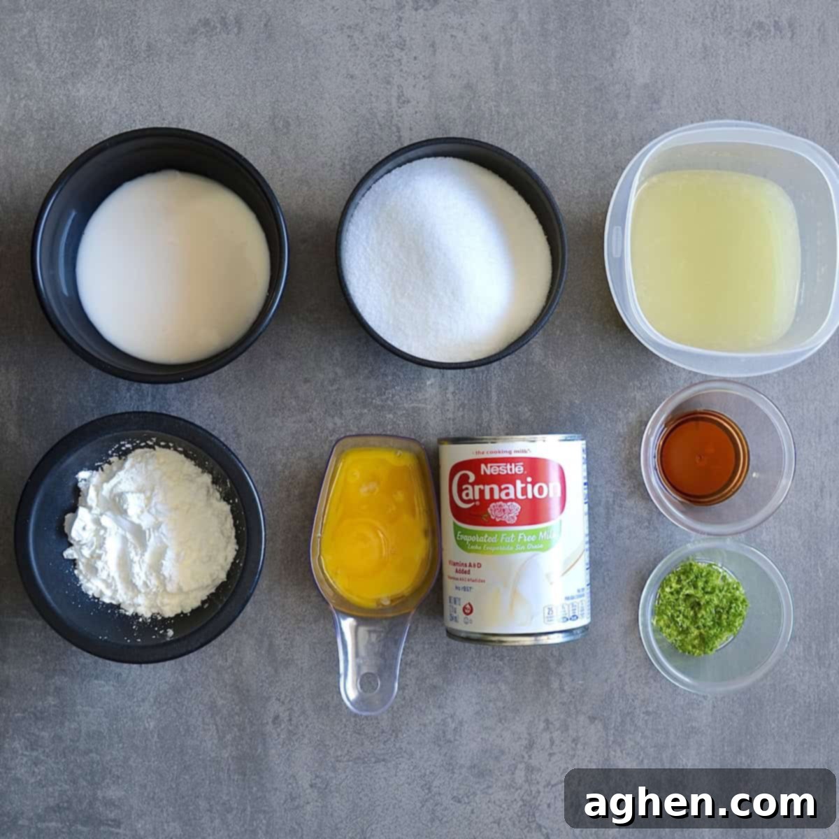 Ingredients for key lime pie filling