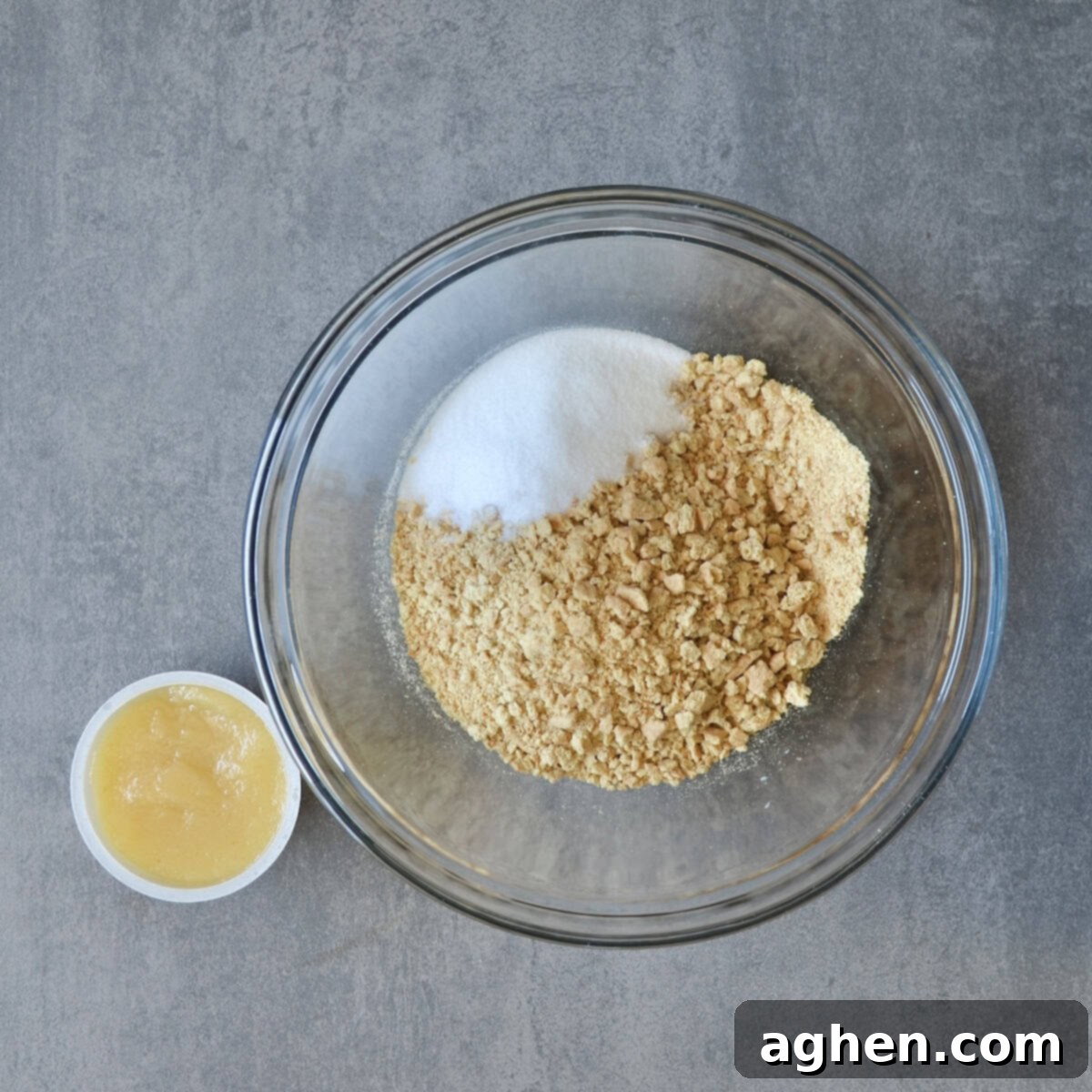 Measured ingredients for graham cracker crust