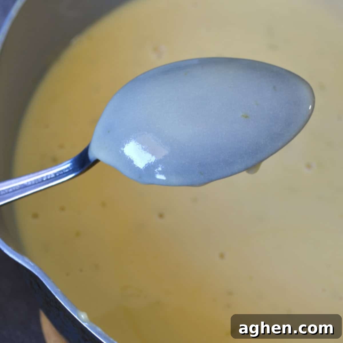 Making custard for key lime pie