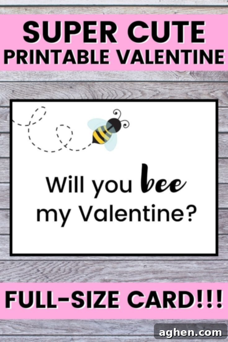 Super Cute Printable Valentine featuring a 'Will you bee my Valentine' card