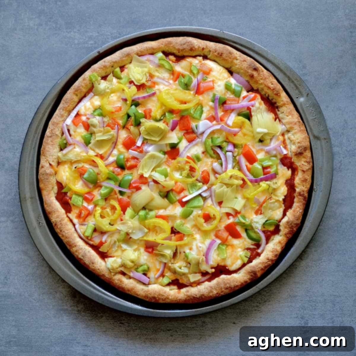 Homemade Weight Watchers Pizza: Why You'll Never Go Back to Store-Bought 7 A freshly baked Weight Watchers pizza with an assortment of colorful toppings.
