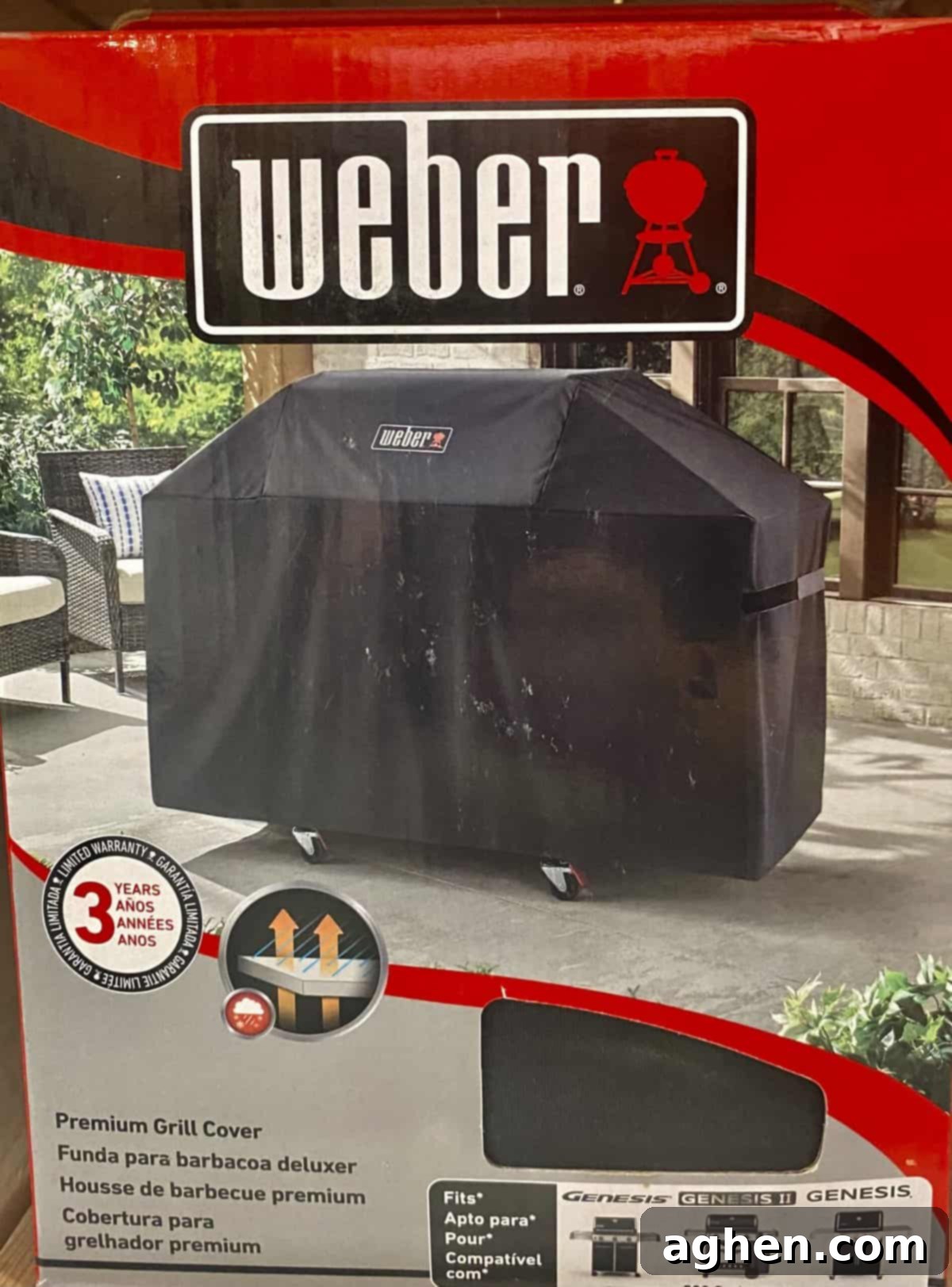 Weber grill cover in its packaging box
