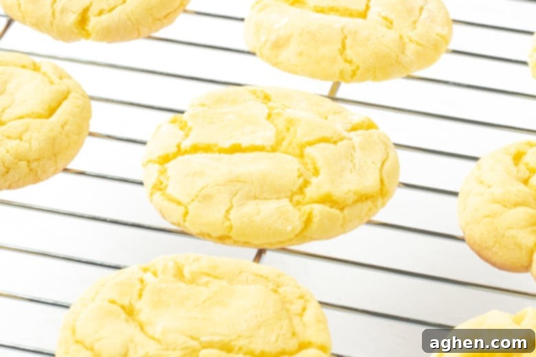 Old photo: Lemon Cake Mix Cookies cooling on a wire rack, simple and delicious.