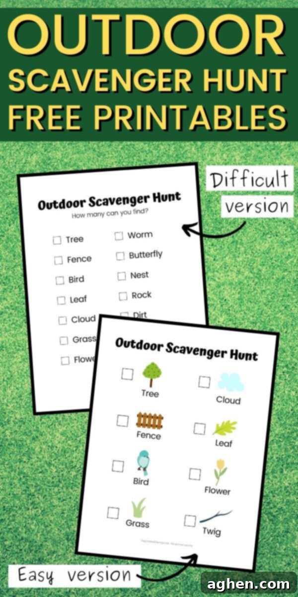Outdoor Scavenger Hunts for Kids Printable - Fun Nature Activity