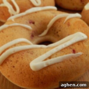 Close-up of baked Raspberry Lemon Cake Donut