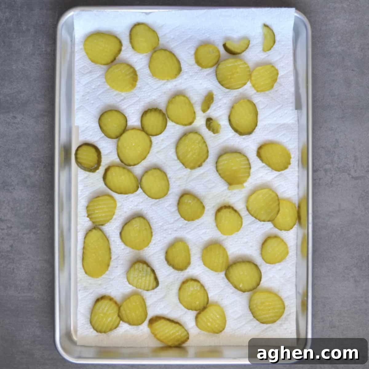 Drying pickles on paper towels