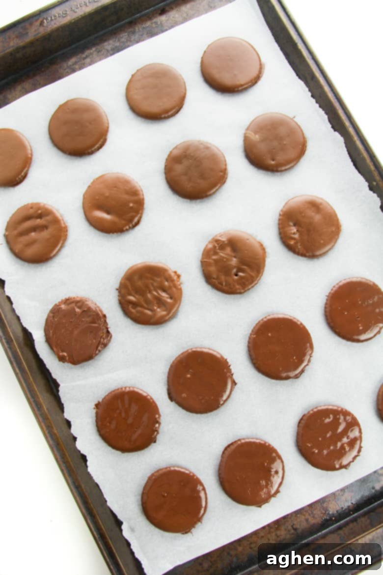 Thin Mint Cookie recipe using Ritz Crackers - Melted Andes mint chocolate in a bowl