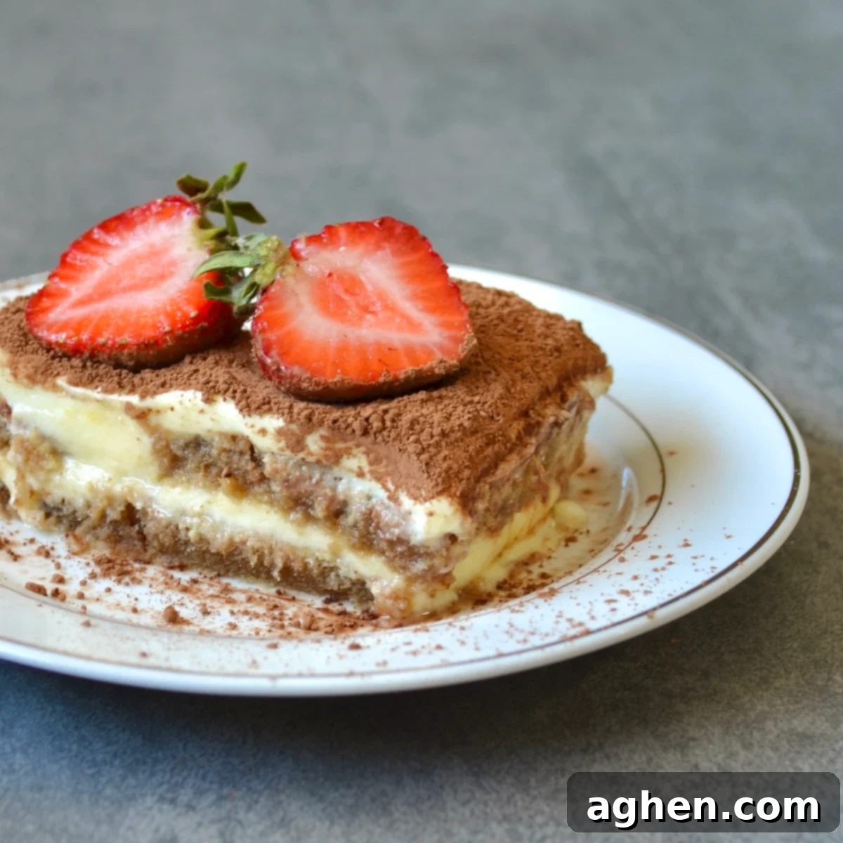 My New Obsession: The Weight Watchers Tiramisu I've Made 3 Weeks Running 2 Slice of tiramisu with a dusting of cocoa powder, ready to be served