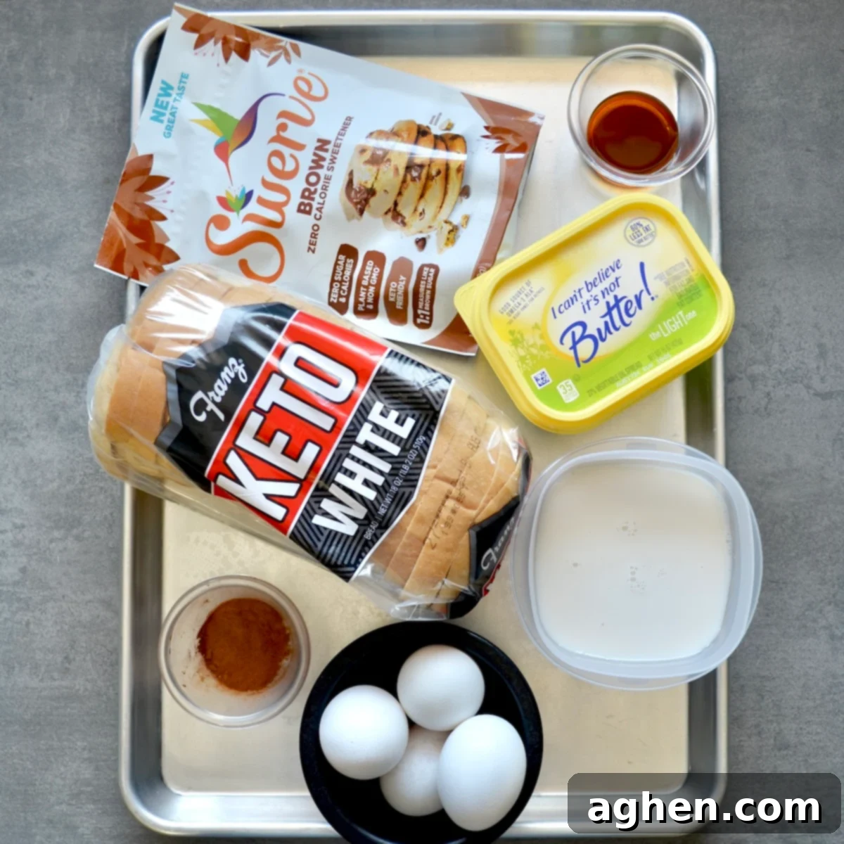 Ingredients to make cinnamon breakfast casserole
