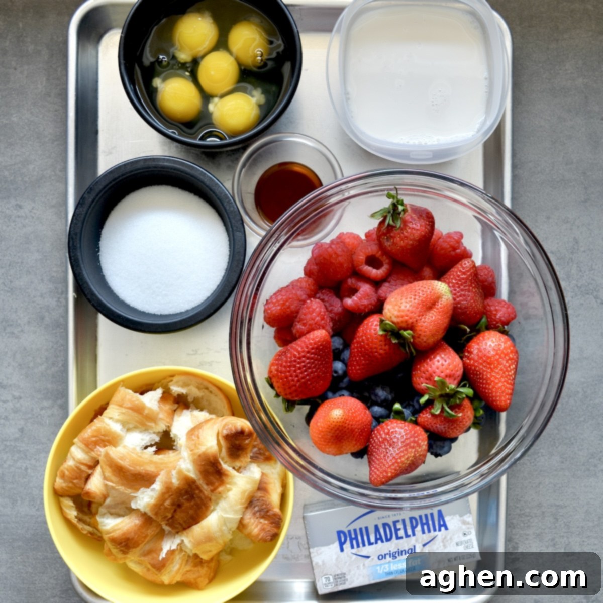 Ingredients for berry breakfast casserole
