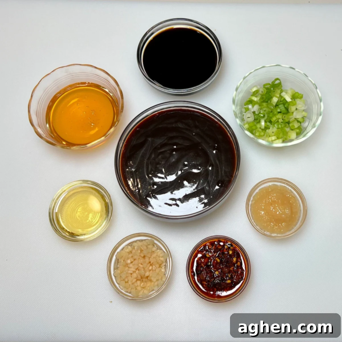 Ingredients for chicken wing glaze in a saucepan
