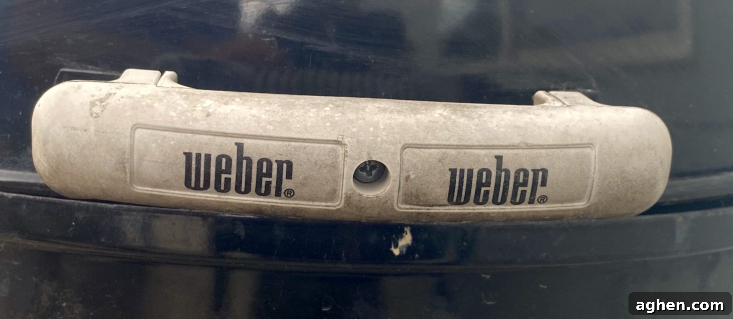 My 30-Year Weber Mastery: Grill Competition-Winning Food 3 A person cleaning a Weber grill grate with a brush before cooking, emphasizing hygiene.