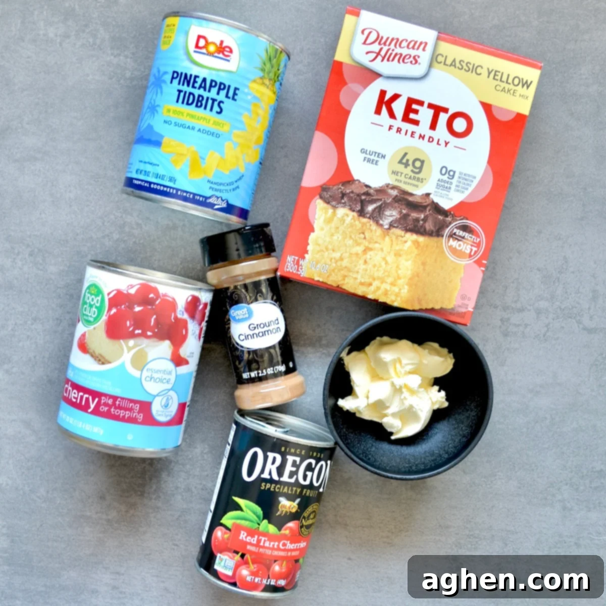 Ingredients for making slow cooker dump cake