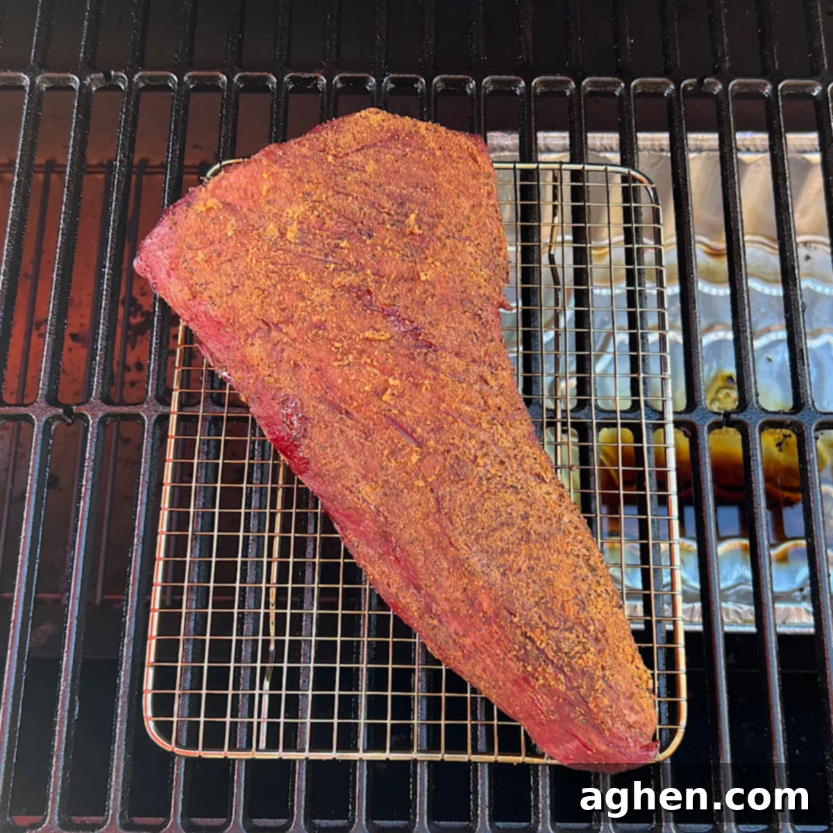 smoking tri-tip on grill grate