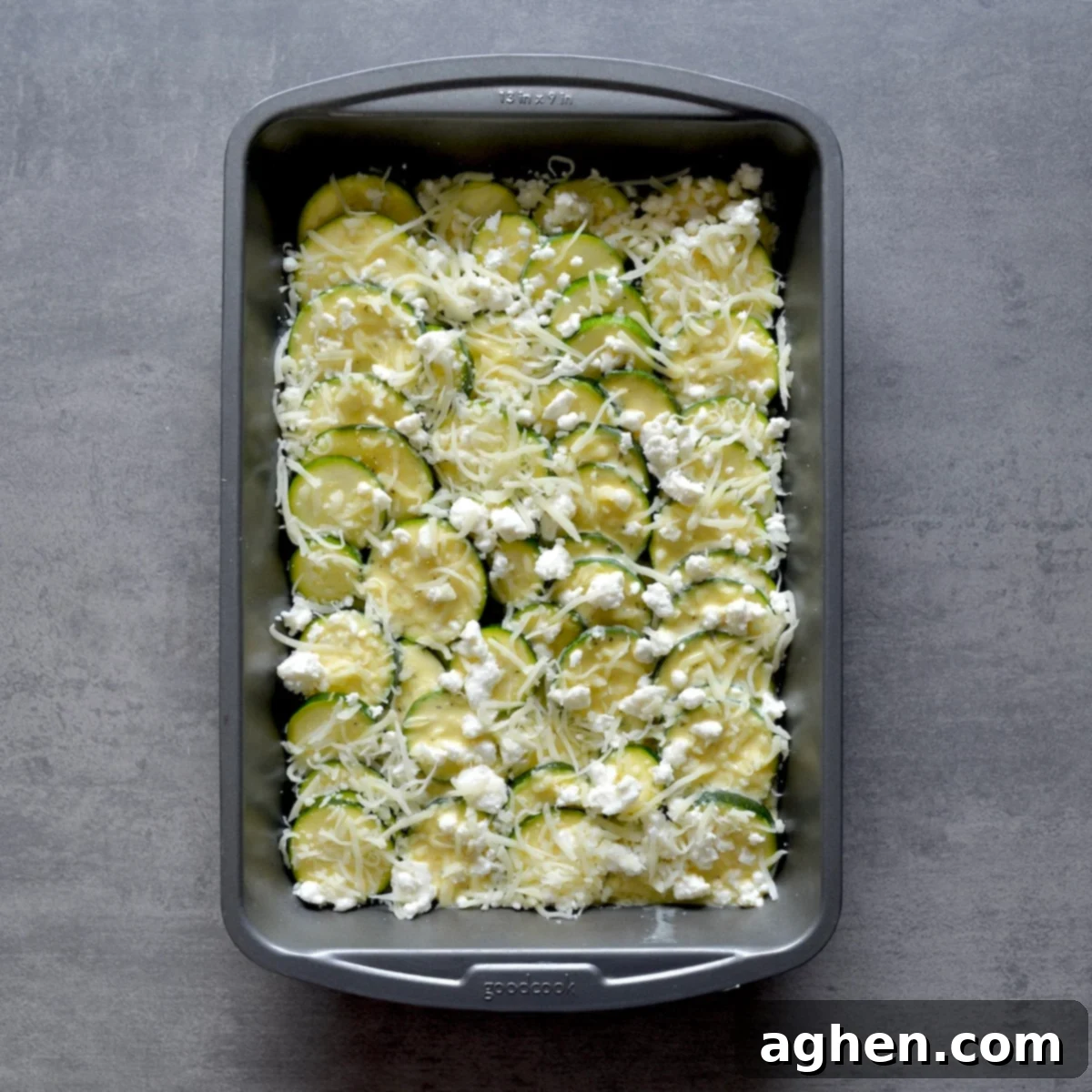 Layering Zucchini, Eggs, and Cheese in a Casserole Dish