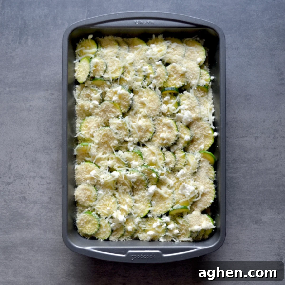Zucchini Casserole Topped with Golden Panko Breadcrumbs Before Baking