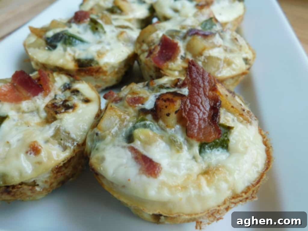 fluffy egg white breakfast cups with bacon and vegetables