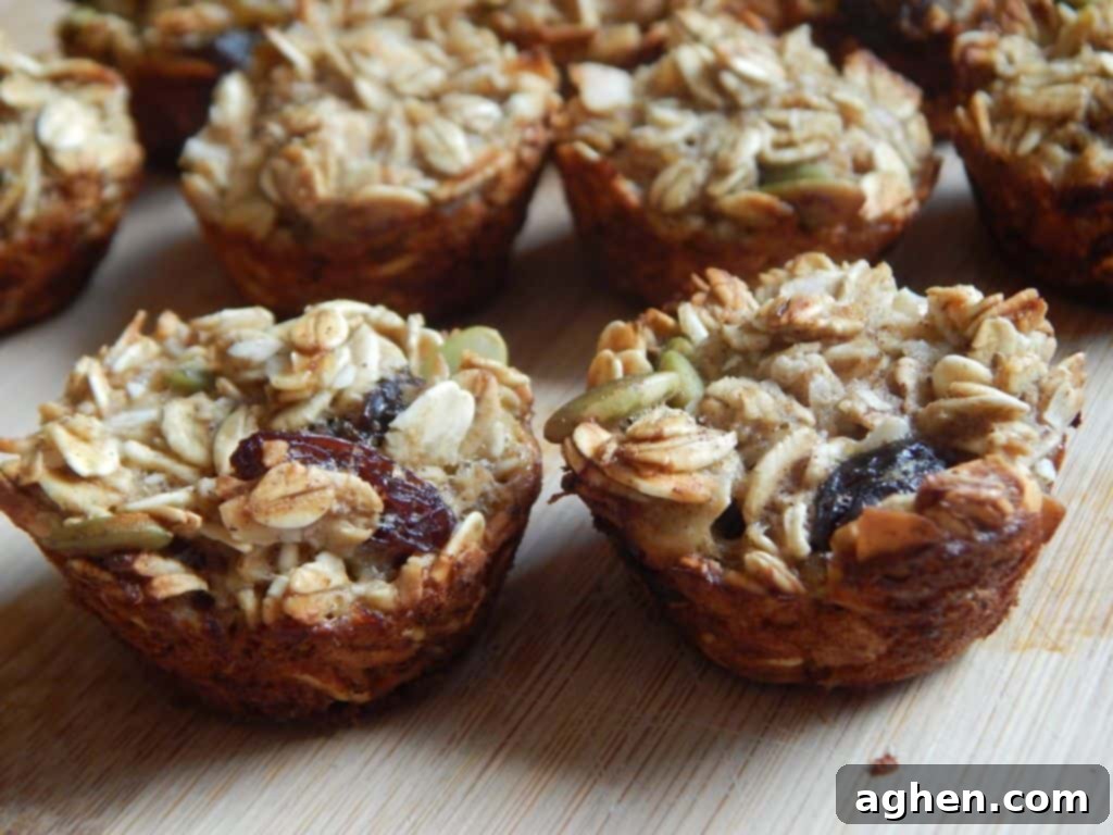 hearty trail mix muffins on a rustic wood counter