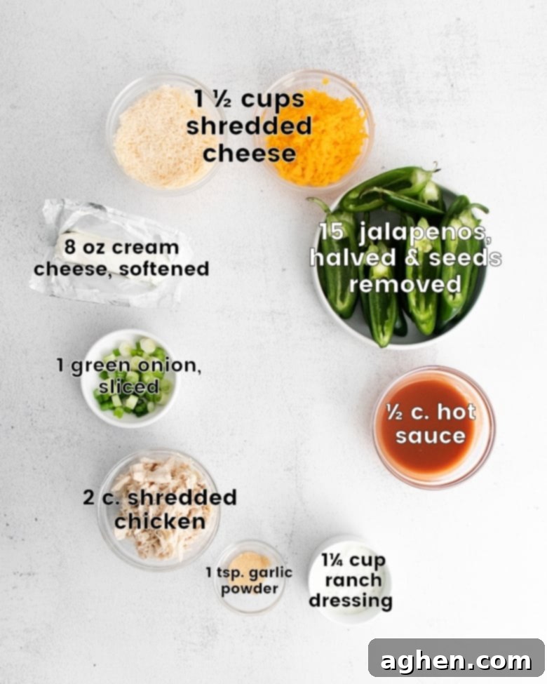 Buffalo Chicken Jalapeno Poppers Ingredients – All you need for this recipe