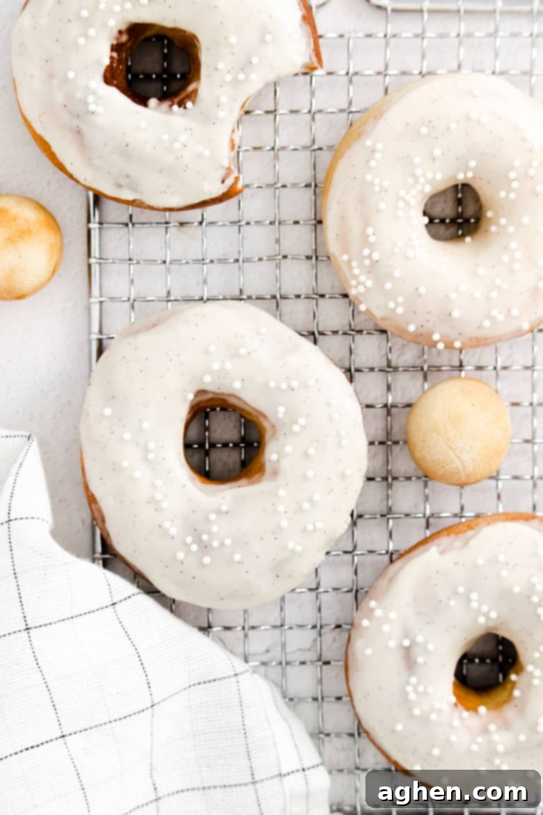air fryer doughnuts with vanilla bean icing