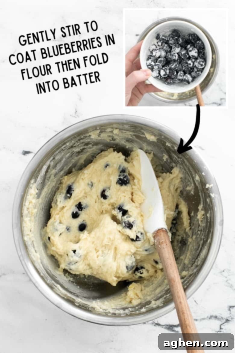 Zesty Lemon Blueberry Crumble Muffins 6 Coat blueberries with all purpose flour to prevent sinking in the batter.