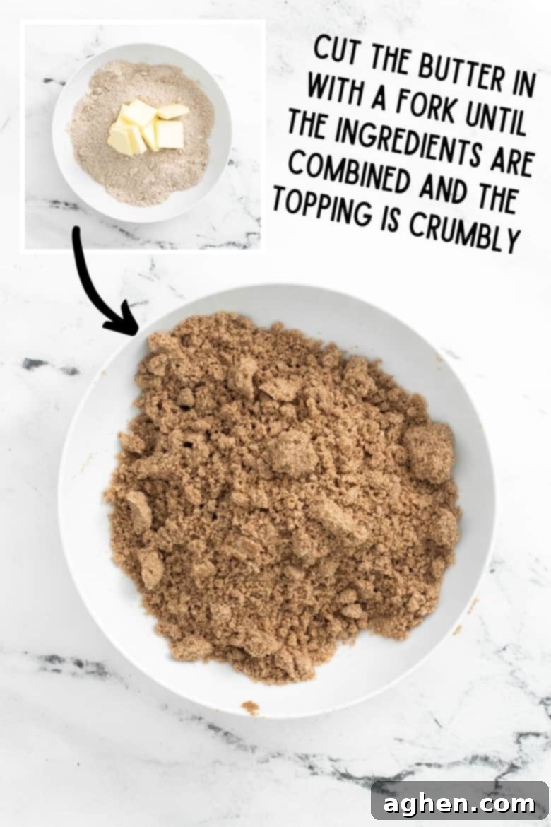 Zesty Lemon Blueberry Crumble Muffins 7 How to make streusel topping: cut butter into dry ingredients with a fork until crumbly.