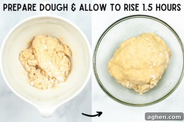prepare dough and allow to rise - step by step for air fryer cinnamon rolls