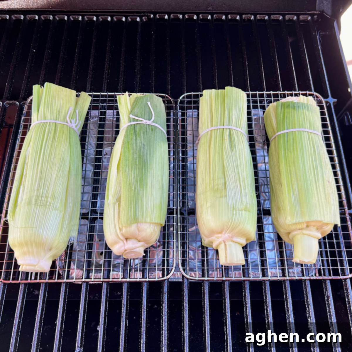 Smoked Corn: The Taste of Summer 8 corn on the cob on grill grate