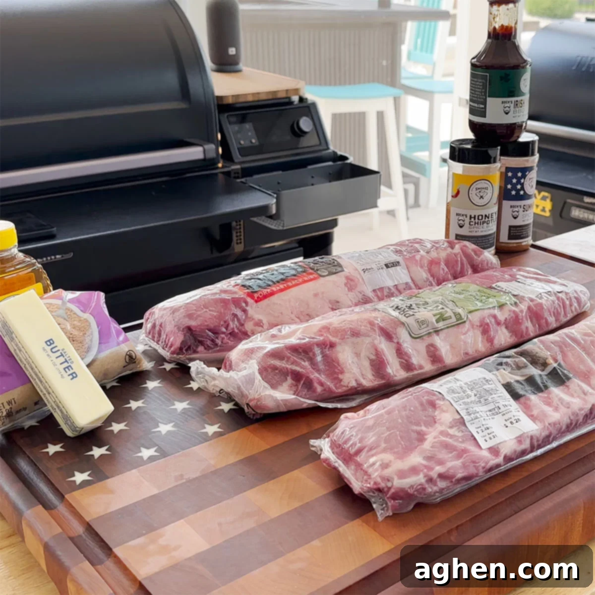 Backyard Rib Wars: Kroger, Smithfield, and Prairie Fresh Face Off 2 Three slabs of baby back ribs laid out before smoking, ready for the brand comparison test.