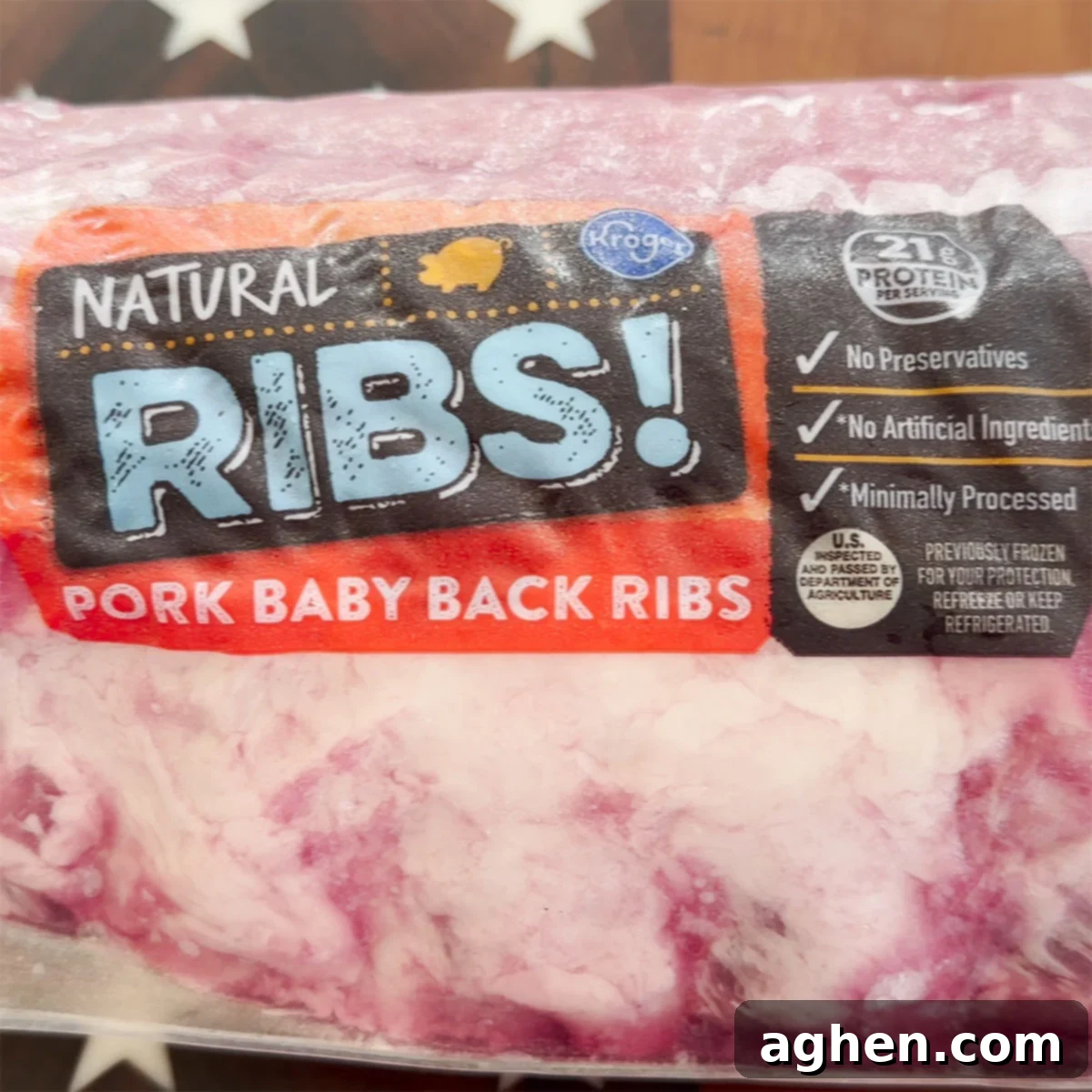 Backyard Rib Wars: Kroger, Smithfield, and Prairie Fresh Face Off 4 Close-up of the smoked Kroger brand baby back ribs, showing texture and appearance.