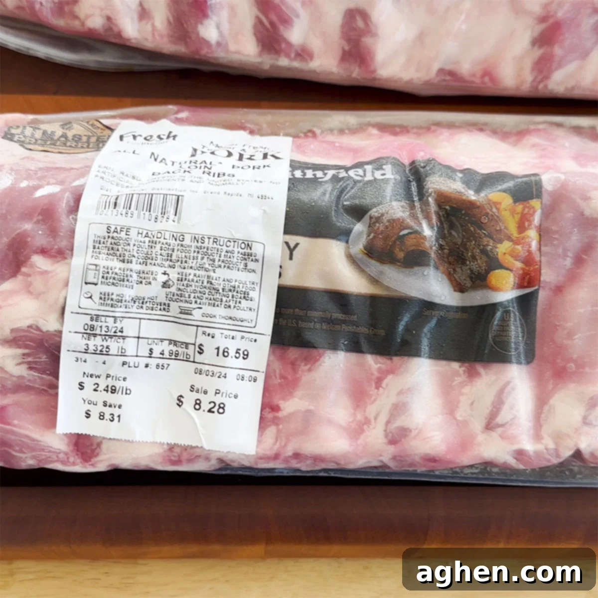 Backyard Rib Wars: Kroger, Smithfield, and Prairie Fresh Face Off 5 Close-up of the smoked Smithfield brand baby back ribs, highlighting their texture and juiciness.