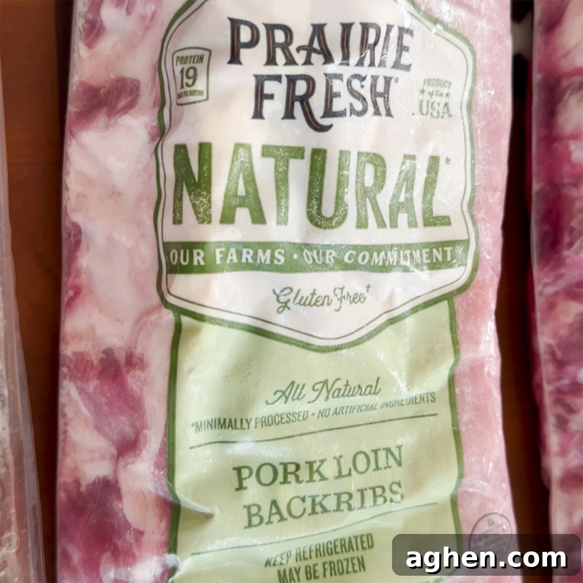 Backyard Rib Wars: Kroger, Smithfield, and Prairie Fresh Face Off 6 Close-up of the smoked Prairie Fresh brand baby back ribs, showcasing their thickness and marbling.