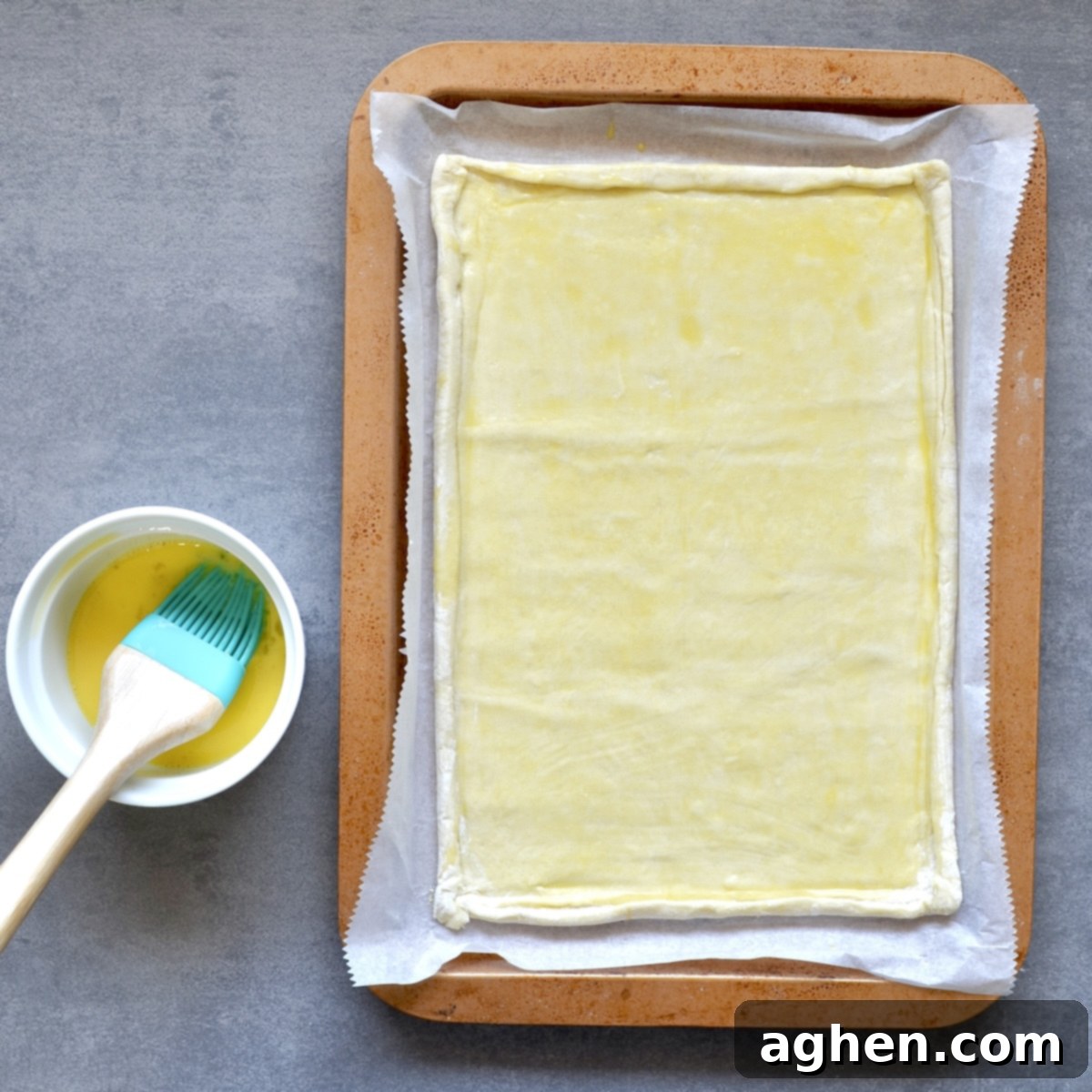 Everyone's Favorite Puff Pastry Fruit Tart 4 Puff pastry dough with egg wash