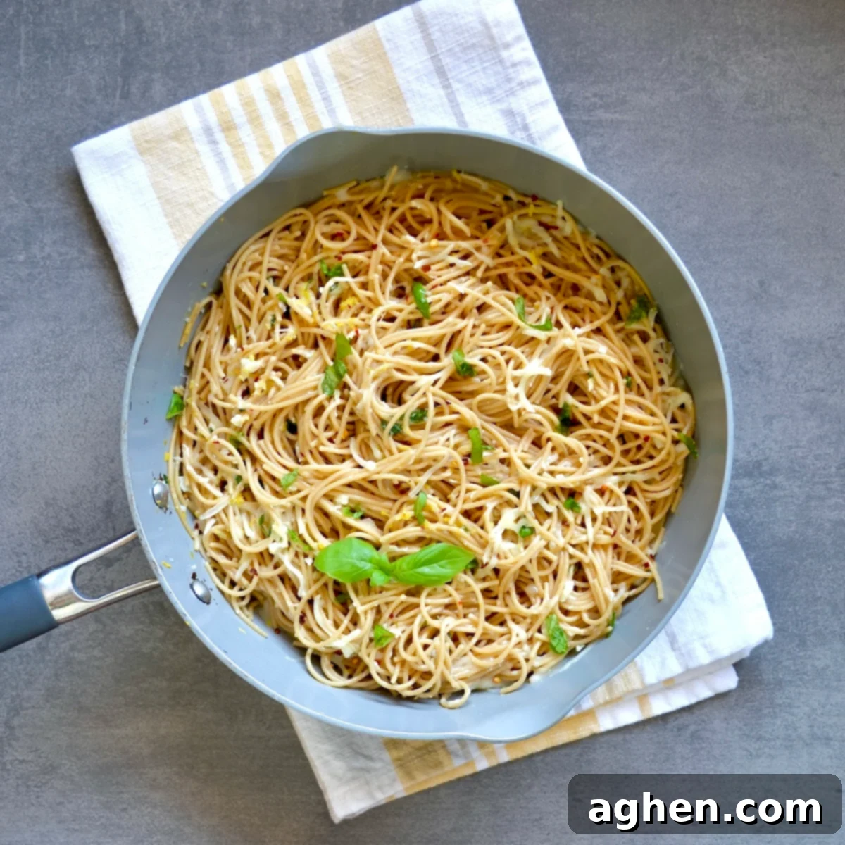 Pot of lemon spaghetti